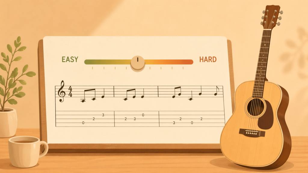 楽譜にレベル調節スライダーが付いたイラスト